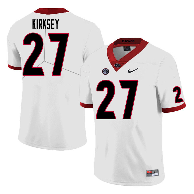 Men #27 Austin Kirksey Georgia Bulldogs College Football Jerseys Sale-White - Click Image to Close